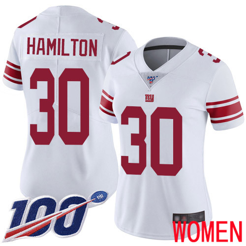 Women New York Giants 30 Antonio Hamilton White Vapor Untouchable Limited Player 100th Season Football NFL Jersey